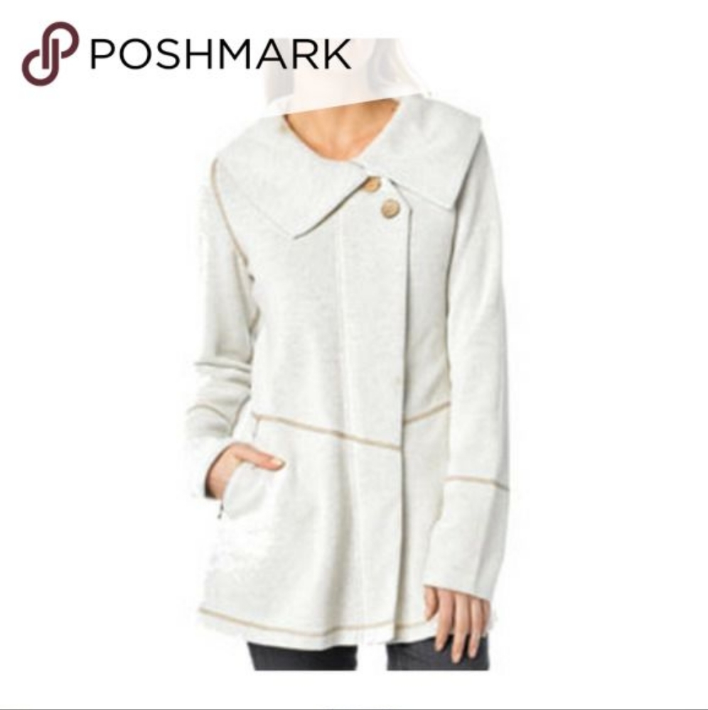 prAna women's light beige coat, wood blend.  Size medium